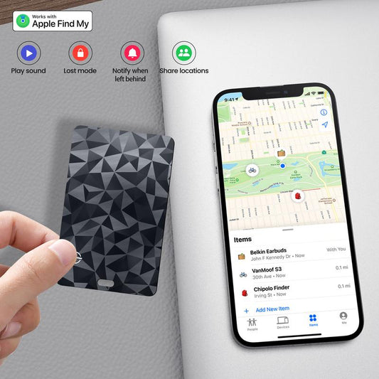 (Ios Only) Ucard Wallet GPS Tracker Card - Thin Bluetooth Tracker, Works with Apple Find My, Rechargeable,Waterproof, Wallet Finder and Item Locator for Wallet, Luggage Tags and More (Black)