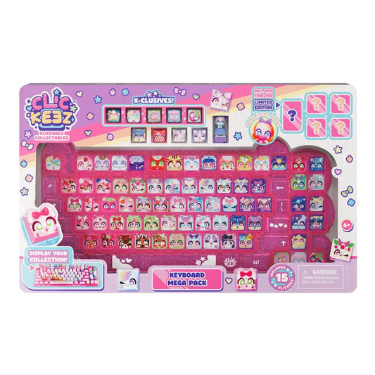 Clickeez Keyboard Mega Pack - the Set Comes with One Clickeez-Themed Keyboard, 15 Clickeez, and One Keychain, Ages 6+