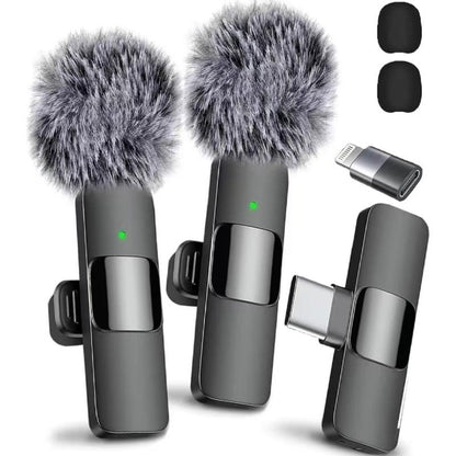 Wireless Lavalier Microphone for Iphonesmartphone, 2 Mini Lapel Microphones with Cleareraudio for Video Recording,Interview Vlog, Noisereduction Device Noise Cancellation Stereo Wirelesslavalier Vlogging Tools Handheld Mic Microfono Minimic Mic for Mics