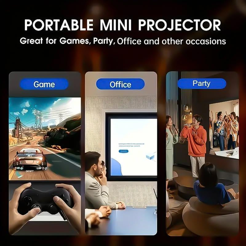 XBJ Mini Portable Projector with Wifi and BT5, 4K Support.Auto Keystone Adjustment, Pneumatic Mouse Remotecontrol for Outdoor/Bedroom Audio Watch