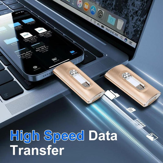 3 in 1 Flash Drive Intended for Iphone Ipad,High Speed USB 3.0 Memory Stick Storage for Photos and Videos Backup,Otg Flash Pen Drive with Free Type-C Adapter for Android Iphones/Pc and More Devices