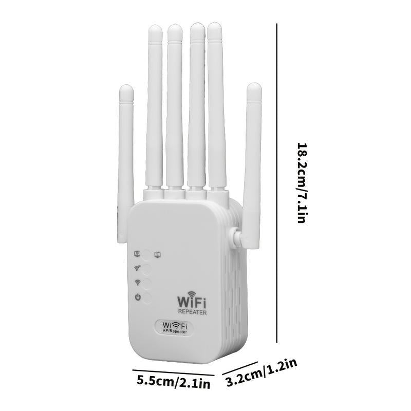 MUNBYN Wifi Extender 2025, 1200Mbps Dual Band Signal Booster (5Ghz/2.4Ghz) Covers up to 10,000 Sq. Ft & Connects 50 Devices | Repeater with Ethernet Port for Home Use