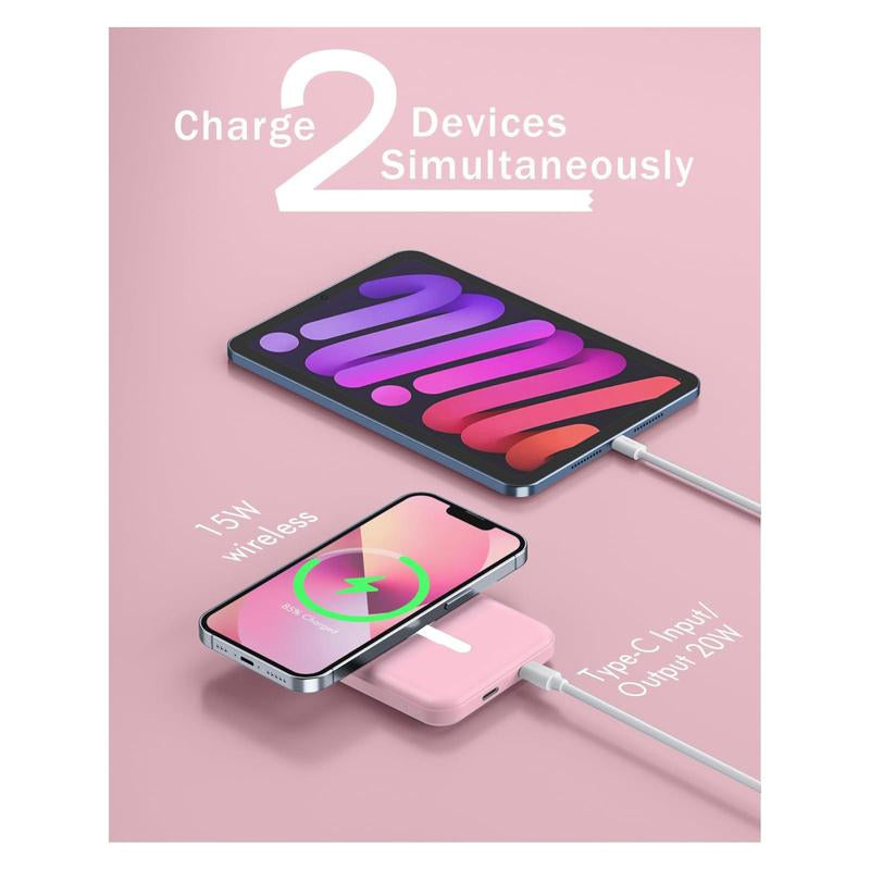 Podoru for Magsafe Battery Pack, 5000Mah Magnetic Power Bank Fast Charging Wireless Portable Charger for Iphone 16/15/14/13/12/ All Series