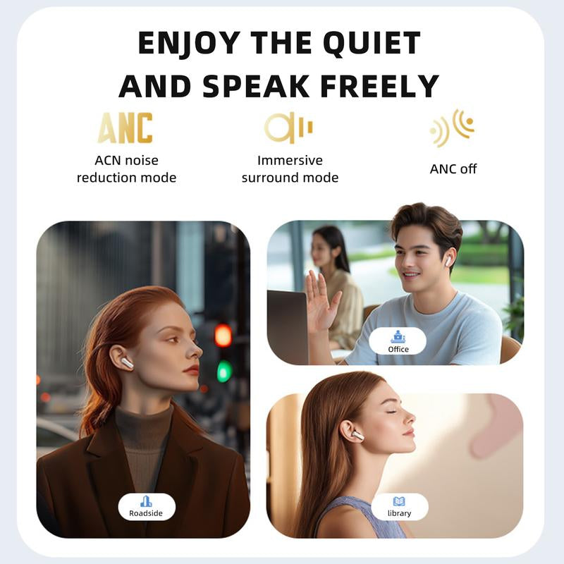 Jm19 Black Premium Bluetooth 5.4 Wireless Earbuds with Smart LED Touch Screen ANC Noise Cancelling IPX7 Waterproof In-Ear Headphones Hi-Fi Stereo Sound Long Battery Life Perfect for Gym Running Travel Stylish Gift Ideas