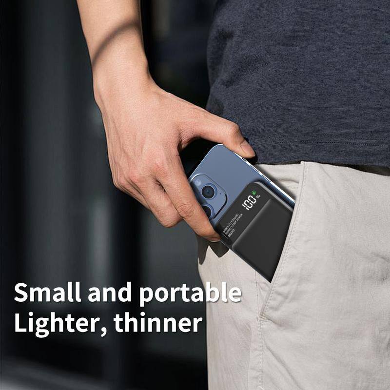 CCAGU 10000Mah Power Bank – Wireless Charging, Digital Display & Multi-Device Charging in White