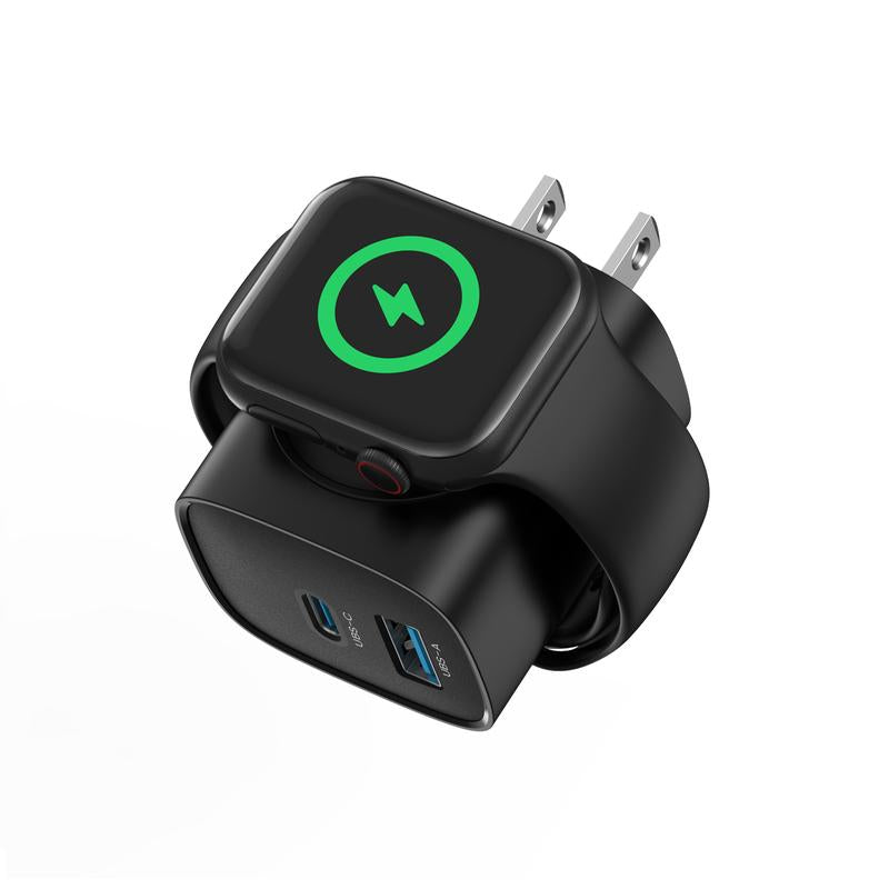 3-In-1 Portable USB C Fast Charger, Magnetic Wireless Charger for Apple Watch, Compatible Charging Block with Iwatch Ultra/9/8/7/6, Iphone 17/16/15 Pro Max, Ipad, and Galaxy Series
