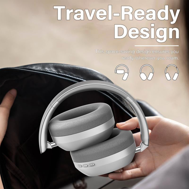 Y05 Bluetooth Headphones over Ear, 48H Playtime, Wireless Headphones with Mic, Hi-Fi Sound Foldable Comfort Earpads for Travel/Gaming/Work