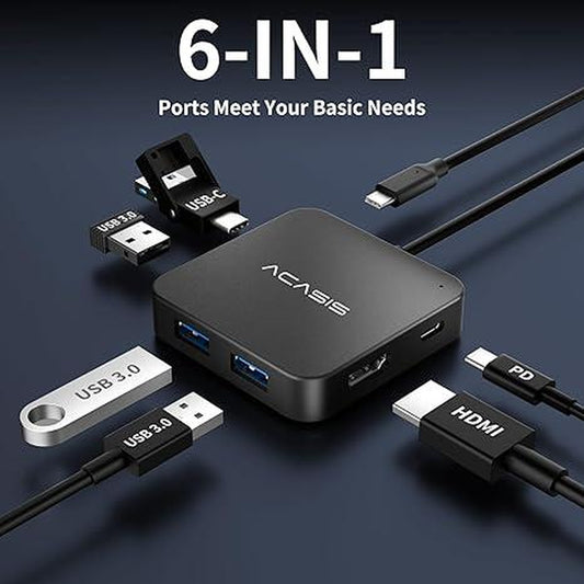 USB C Hub, Multi-Port USB Type-C Hub with 4K HDMI, Power Delivery 100 W | 3 USB 3.0 Port | 1 Type-C 3.0 Port | USB Splitter Adapter for Macbook, Mac Mini, XPS, Laptop (0.5FT)