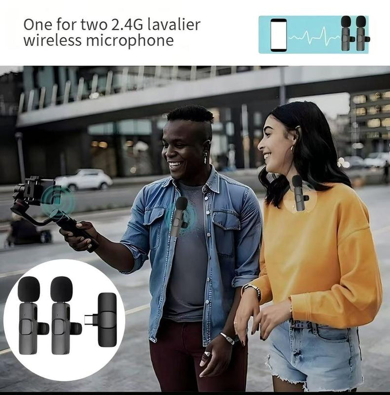 Wireless Lavalier Microphone for Iphonesmartphone, 2 Mini Lapel Microphones with Cleareraudio for Video Recording,Interview Vlog, Noisereduction Device Noise Cancellation Stereo Wirelesslavalier Vlogging Tools Handheld Mic Microfono Minimic Mic for Mics