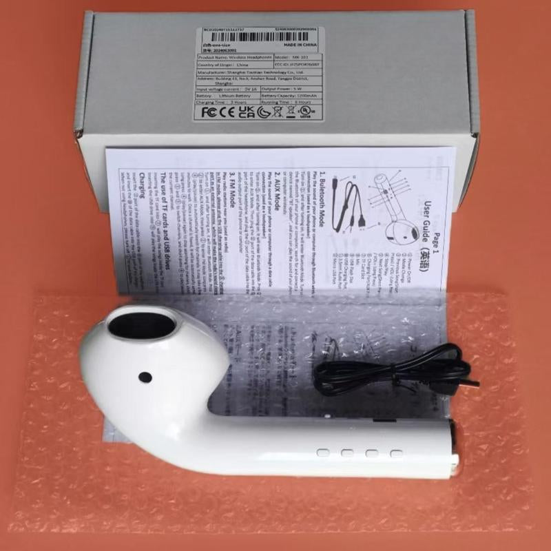 Wireless Earphone Shape Speaker, USB Charging Support Microphone FM Radio TF Card Wireless Loudspeaker, Portable Speaker