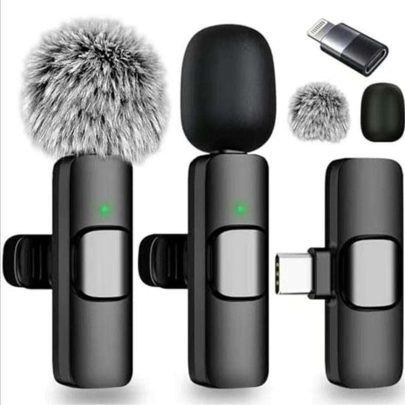 Wireless Lavalier Microphone for Iphonesmartphone, 2 Mini Lapel Microphones with Cleareraudio for Video Recording,Interview Vlog, Noisereduction Device Noise Cancellation Stereo Wirelesslavalier Vlogging Tools Handheld Mic Microfono Minimic Mic for Mics