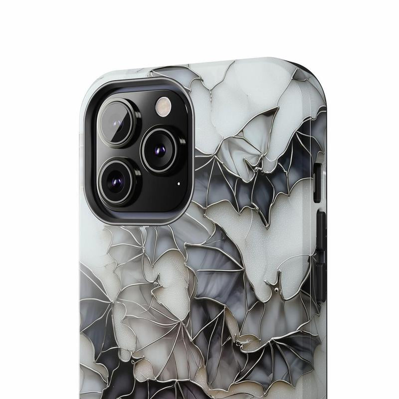 Stained Glass Halloween Bat Phone Case Artful Trendy Vintage Spooky Creepy Fall Gift