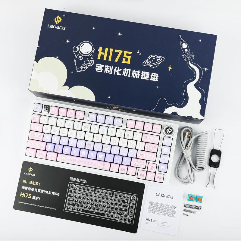 Leobog Hi75 Portable Gaming PC Mechanical Keyboard, 16 RGB Backlit Compact 81 Keys Mini Wired Office Keyboard with Original Switches & Rotating Button & Aluminum Alloy Shell for Windows Laptop PC Mac