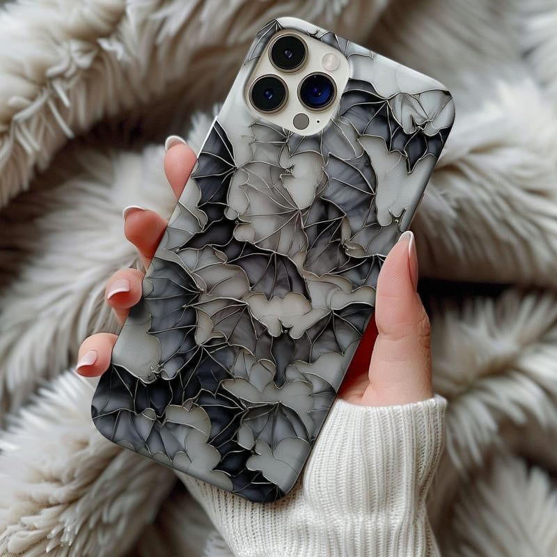 Stained Glass Halloween Bat Phone Case Artful Trendy Vintage Spooky Creepy Fall Gift