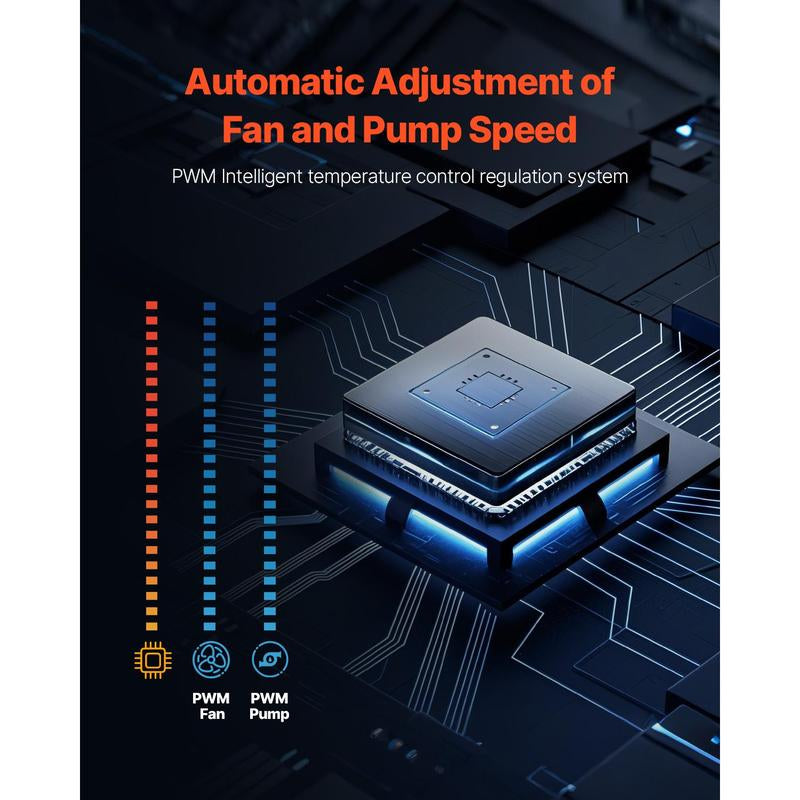 VEVOR CPU Liquid Cooler, AIO CPU Water Cooler - 120Mm PWN Fans, Pump, 1.8'' Display, Max. 2200RPM CPU Cooling Fan, Efficient Black PC Water Cooler for Intel 115X/1366/2011/1700/1200, AMD AM4/AM5