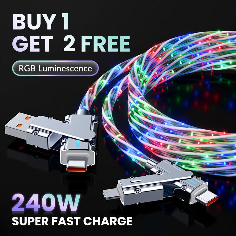 3 PACK DEAL! 4-In-1 Fast Charging Cable - Buy 1 Get 2 Free | Universal for Iphone Android Type-C Micro USB